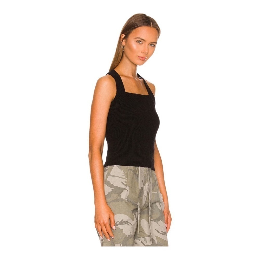 NEW 525 America Black Racerback Tank Top Ottoman Sleeveless Square Neck Small